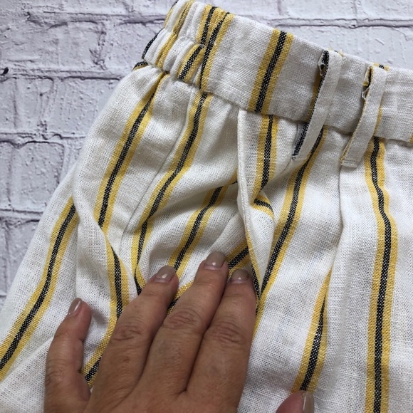 Love Tree striped high waist linen cuffed shorts size large - Picture 5 of 8